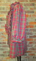 Vintage Plaid Shirt Ruffle High Neck 3/4 Sleeve We