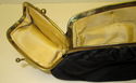 Vintage1950s Black Satin Clutch Handbag w/attached