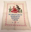 Vintage Completed Cross Stitch Sampler on Linen "P