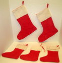 Vintage Red Felt Christmas Stocking Lot of 5 inclu