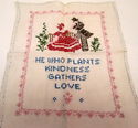 Vintage Completed Cross Stitch Sampler on Linen "P