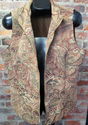 Womens XL Paisley Tapestry Fabric Vest Zip Front J