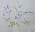 Vintage 42" Embroidered Linen Table Runner w/Hand 