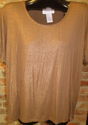 Womens Brown 1X Stretchy Pullover Top Susan Graver