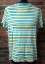 Cherokee Blue Green Striped V-Neck Top Sz XXL or 2