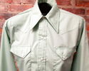 Vintage Mens Western Shirt Sz S w/Green Pearl Snap