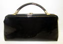 Vintage Black Patent Clutch Purse Handbag w/Hiding