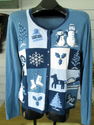  Womens Blue Christmas Cardigan Sweater Sz L  Snow