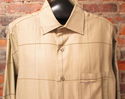 Alex Cannon Mens Shirt XL Khaki Brown Herringbone 