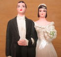 Vintage Chalkware Wedding Cake Topper Bride Groom 