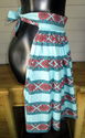 Vintage Apron in Aqua/Red Feed Sack Fabric w/Full 