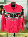  Womens Sz 1X Christmas Zip Front Cardigan Sweater