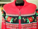  Womens Sz 1X Christmas Zip Front Cardigan Sweater