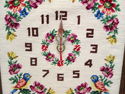 Vintage Completed & Framed Needlepoint Wall Clock 