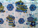 Vintage Novelty Fabric 35" x 37" Blue Green Gold F