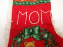 Moms Vintage Quilted Christmas Stocking w/Eyelet L