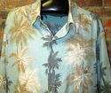 Tall Mens Hawaiian Shirt 2XT Rayon Aqua Palm Tree 