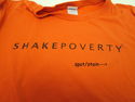 Mens "Shake Poverty" Sz L Orange T-Shirt 