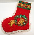 Moms Vintage Quilted Christmas Stocking w/Eyelet L