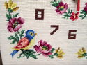 Vintage Completed & Framed Needlepoint Wall Clock 