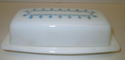 Vintage Pyrex Milk Glass Winter Garland Blue Snowf