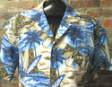 Mens Sz M Blue Hawaiian Shirt w/Surf Boards by Roy