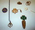 Vintage Girl Scout Lot Pins Bookmark Necklace Brow