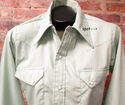 Vintage Mens Western Shirt Sz S w/Green Pearl Snap