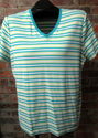 Cherokee Blue Green Striped V-Neck Top Sz XXL or 2