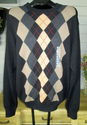 Dockers Mens Black Cotton Sweater L Argyle Pattern