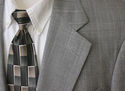  Lands End Mens Classic Gray Suit with White Strip