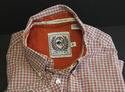 Cinch Button Front Orange/Blue/White Plaid Check S