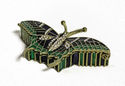Brass Enamel and Rhinestone Butterfly Trinket Box 