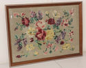 Vintage  European Framed Needlepoint Floral Flower