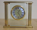 Mantel Clock, Howard Miller Quartz Brass Glass Adv