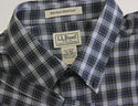 Mens LL Bean Long Sleeve Shirt Blue & Green Plaid 