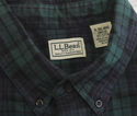 Mens LL Bean Long Sleeve Shirt Green/Blue Plaid  O