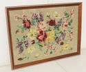 Vintage  European Framed Needlepoint Floral Flower