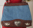 Vintage Marlo Leather Purse Denim Cross Body Bag S
