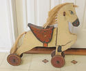 Antique Wooden Childrens Riding Horse Rocking Whee