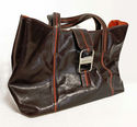 ANNE KLEIN Leather Brown Satchel Bag Handbag Purse