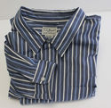 Mens LL Bean Long Sleeve Shirt Blue & White Stripe