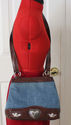 Vintage Marlo Leather Purse Denim Cross Body Bag S