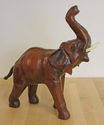 Vintage Hand Made Leather Elephant Statue Figure T