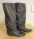 Italian Designer Leather Knee High Riding Boots - 