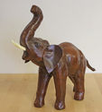 Vintage Hand Made Leather Elephant Statue Figure T