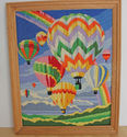 Vintage Completed Needlepoint Picture Hot Air Ball