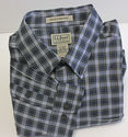 Mens LL Bean Long Sleeve Shirt Blue & Green Plaid 