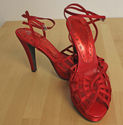 Amanda Smith Shoes Spike Heels Open Toe Weave Red 