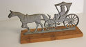  Vintage Large Metal Horse Buggy Statue Ornament M
